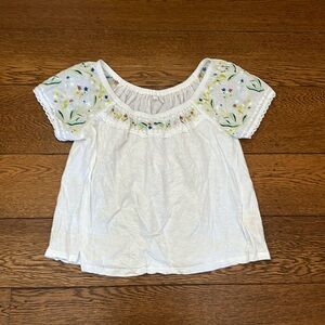 Anthropologie Floral Embroidered Peasant Blouse